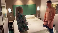Play Caught Masturbating by the Curious Hotel Maid - Real Amateur Blowjob Finish