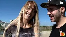 Play Thin blond skirt gets assfucked exterior